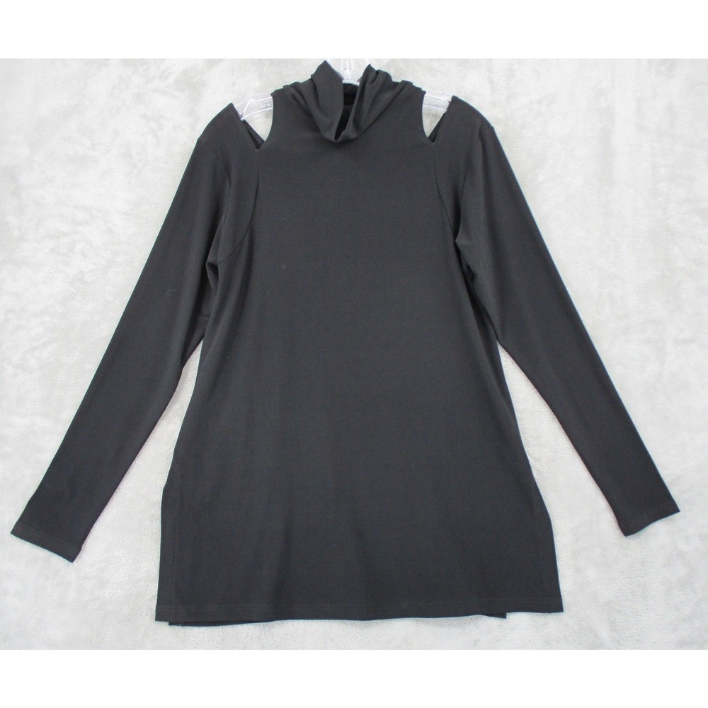 Sympli Blouse 10 Mock Cutout Stretch Knit Minimalist Lightweight Canada Black